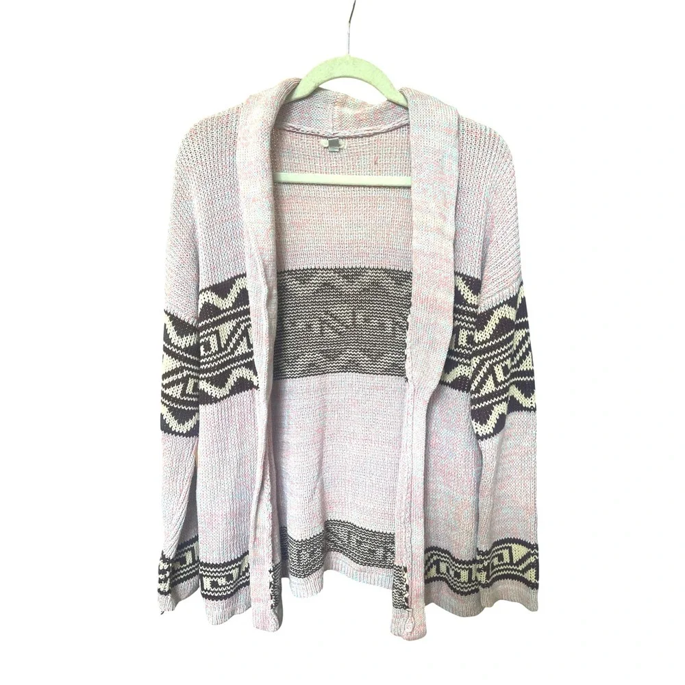 Urban Outfitters Ecote Lavender Brown Tribal Open Front Shawl Cardigan Sweater S - Picture 2 of 8